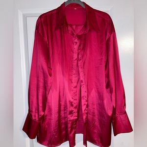 Two Piece Button Down Silk Wide Leg Loungewear and Streetwear Set